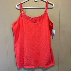 Catherines Plus Size 2X 22/24W Coral Cotton Spandex Sleeveless Camisole